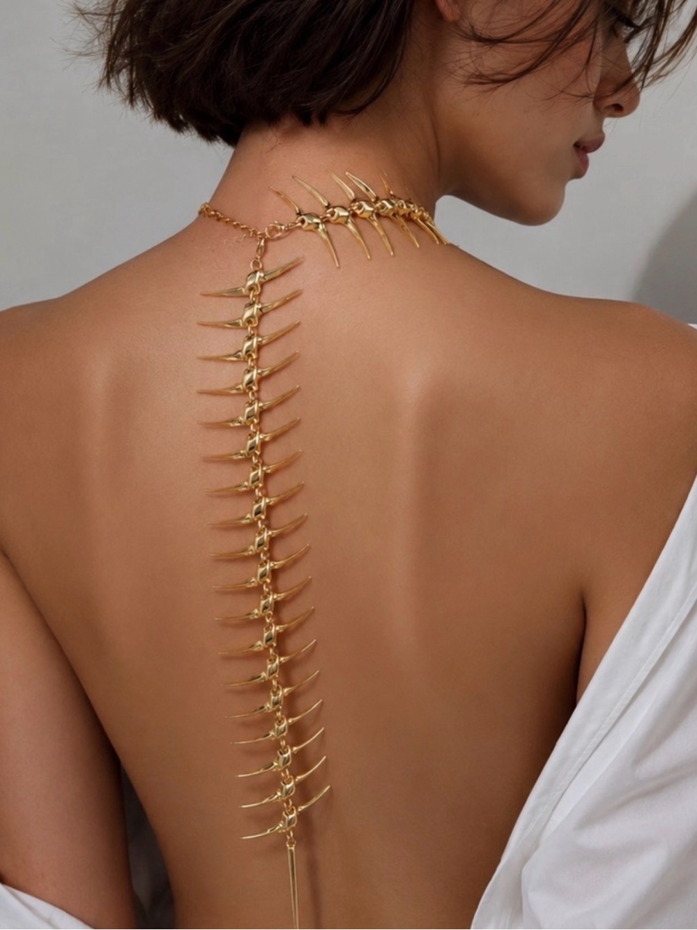 Gold Spine-Back Statement Necklace